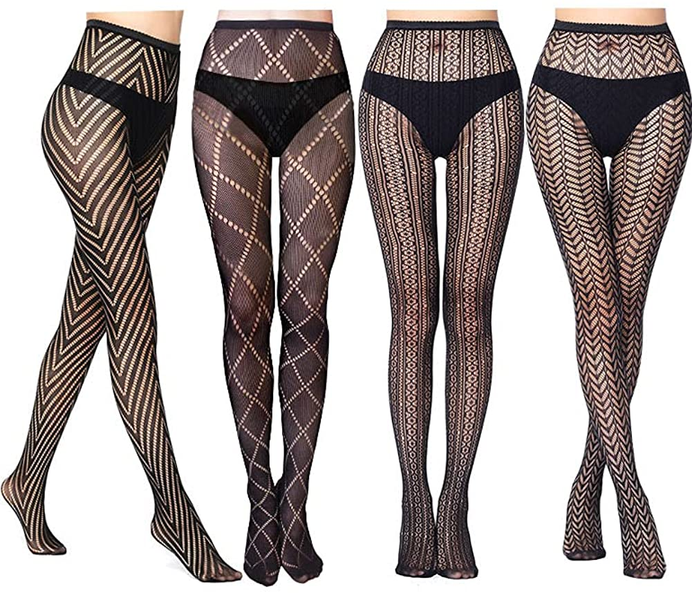 VERO MONTE Women Patterned Fishnets Tights Small Hole Thigh High Sexy Stockings Apparel & Accessories > Clothing > Underwear & Socks > Shapewear VERO MONTE Snake Costume Patterned, Black, 4 Pairs 4 Styles ( Height: 5'5" - 5'11" / Weight: 100-180lbs ) 