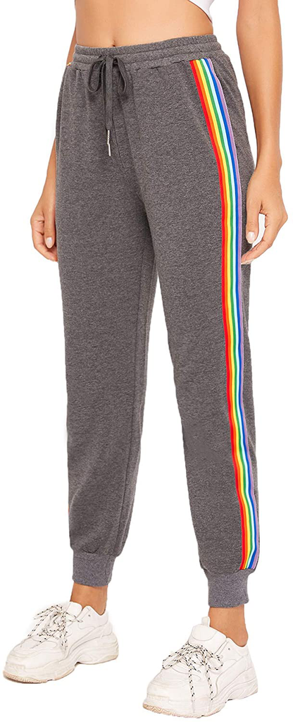 Sweatyrocks Women'S Drawstring Waist Striped Side Jogger Sweatpants with Pocket Apparel & Accessories > Clothing > Activewear Kylie Max   