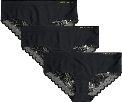 Vince Camuto Women'S No Show Microfiber Hipster Panty Underwear Multi-Pack Apparel & Accessories > Clothing > Underwear & Socks > Underwear Vince Camuto Black/Black/Black X-Large 