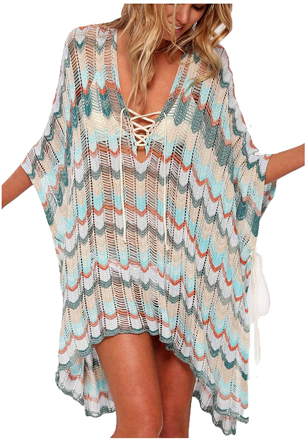 Wander Agio Beach Swimsuit for Women Sleeve Coverups Bikini Cover up Net Apparel & Accessories > Clothing > Swimwear Kylie Max   
