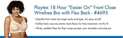 Playtex Women'S 18 Hour Front-Close Wirefree Bra W/ Flex Back US4695 Apparel & Accessories > Clothing > Underwear & Socks > Bras Kylie Max   