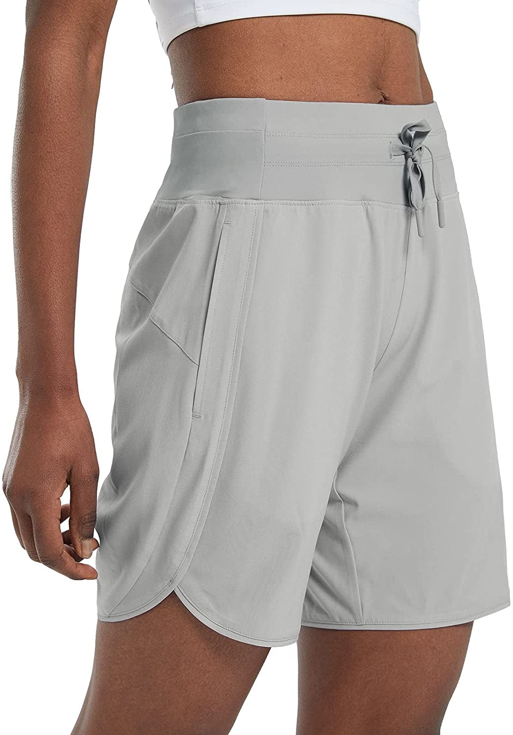 BALEAF Women'S 7" Long Shorts Lightweight for Running Workout Hiking Unlined Zipper Pocket Quick Dry Apparel & Accessories > Clothing > Shorts Kylie Max   