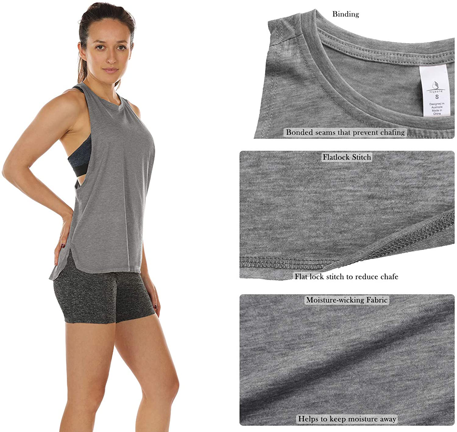 Icyzone Workout Tank Tops for Women - Running Muscle Tank Sport Exercise Gym Yoga Tops Athletic Shirts(Pack of 3) Apparel & Accessories > Clothing > Activewear Kylie Max   
