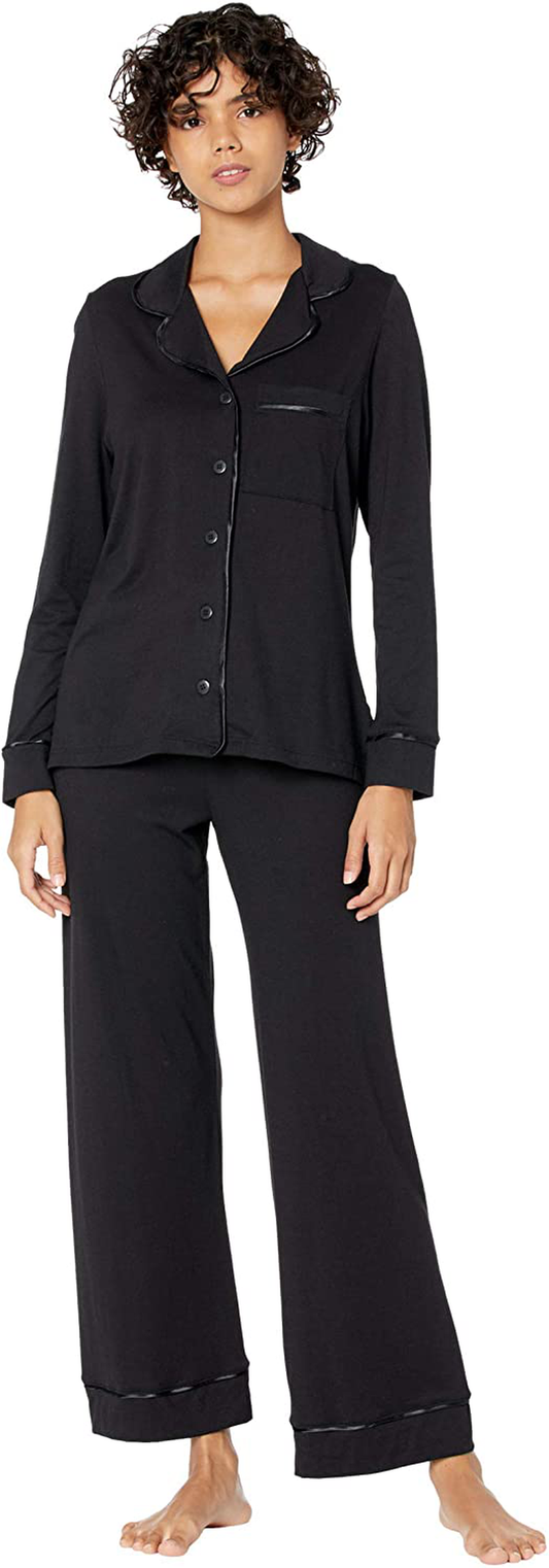 Cosabella Women's Bella Petite Long Sleeve Top & Pants Pajamas Set Apparel & Accessories > Clothing > Sleepwear & Loungewear > Pajamas Cosabella Black/Black Small Petite 