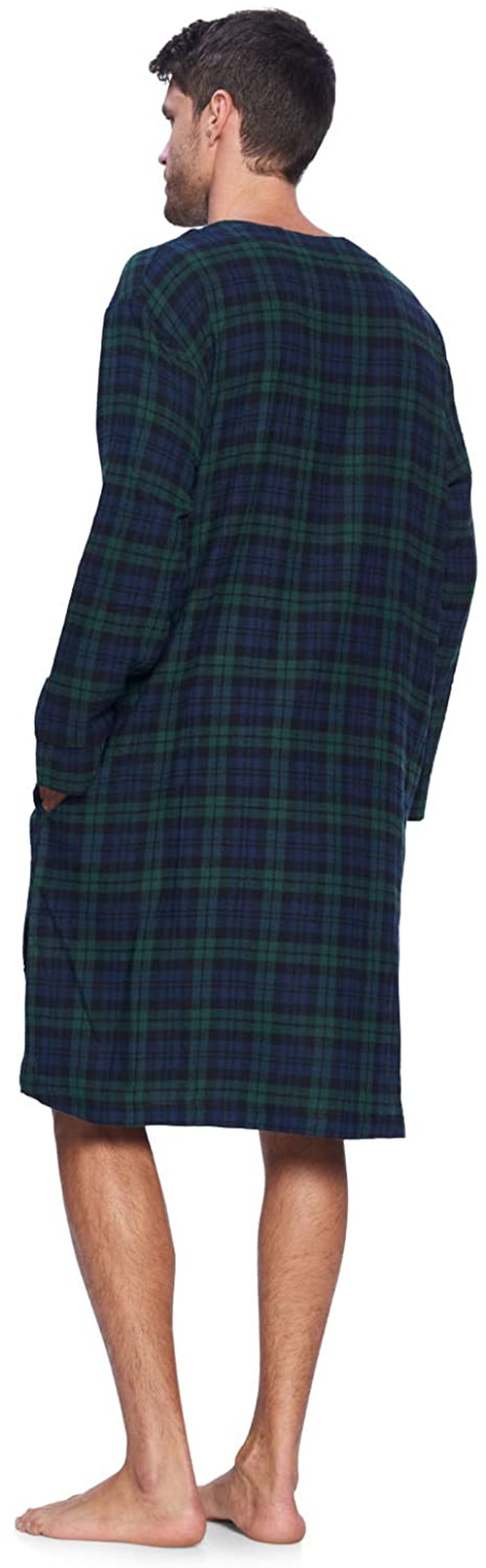 Ashford & Brooks Mens Flannel Plaid Long Sleep Shirt Henley Nightshirt Apparel & Accessories > Clothing > Sleepwear & Loungewear > Nightgowns Kylie Max   