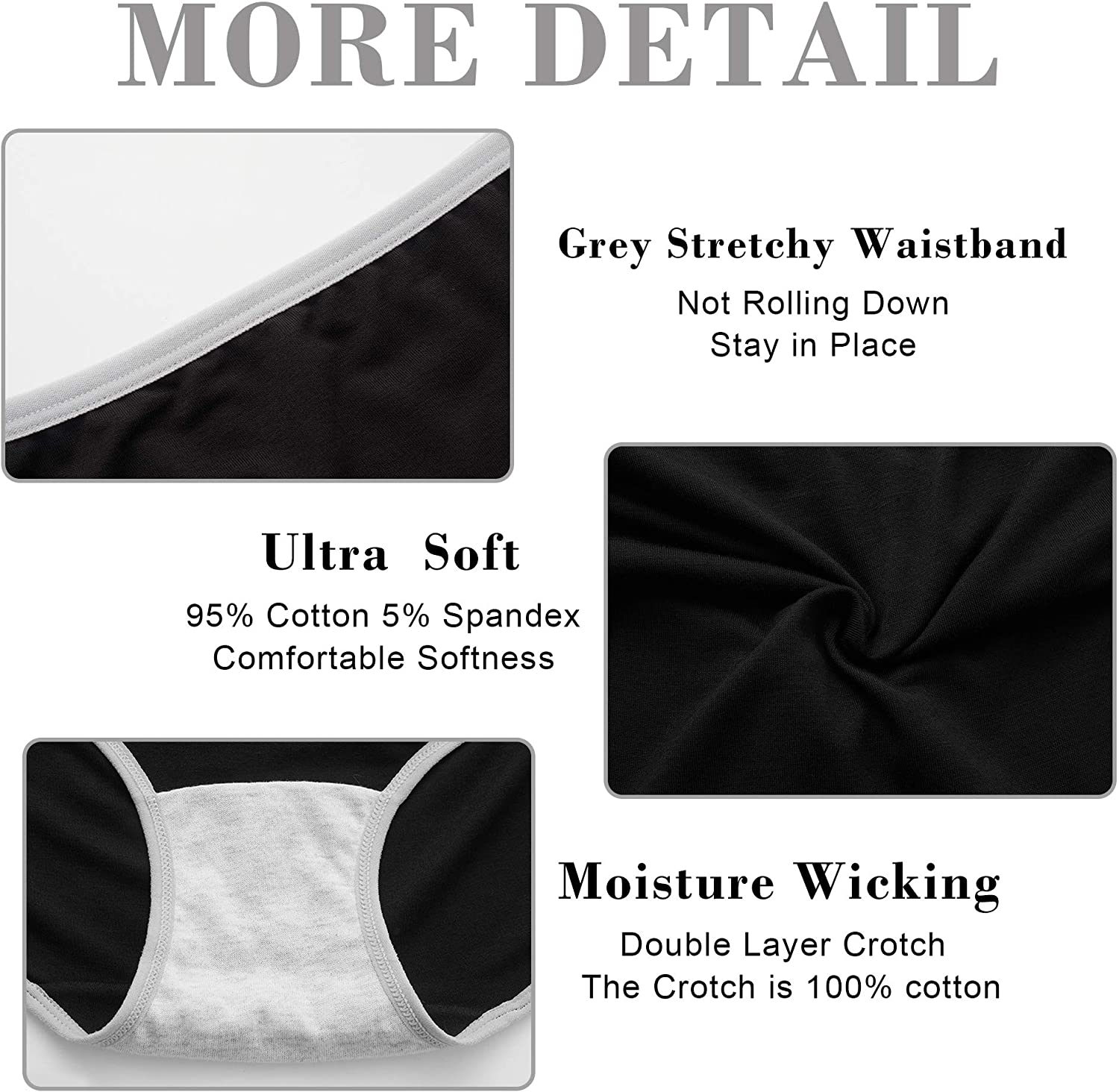 Cotton Full Coverage Underwear Womens Panties No Ride up Hipster Soft Breathable Stretch Bikini Ladies Briefs 6 Pack Apparel & Accessories > Clothing > Underwear & Socks > Underwear DUKAWA   