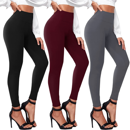 TNNZEET 3 Pack High Waisted Leggings for Women - Buttery Soft Workout Running Yoga Pants Apparel & Accessories > Clothing > Activewear TNNZEET Black/ Burgundy/ Dark Grey Small-Medium 