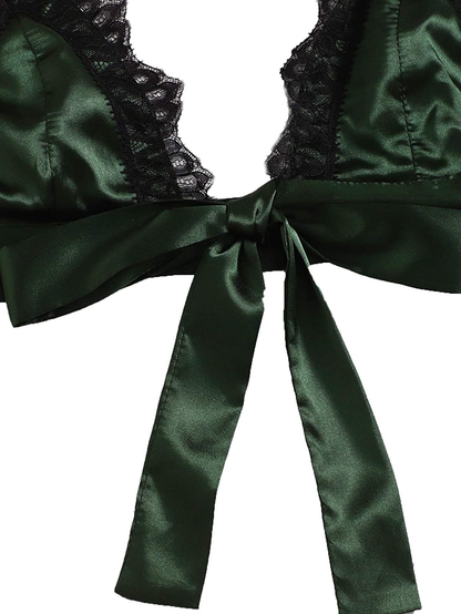 Sweatyrocks Women'S Lace Trim Underwear Lingerie Straps Bralette and Panty Set Apparel & Accessories > Clothing > Sleepwear & Loungewear Kylie Max   