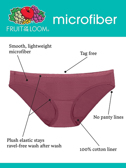 Fruit of the Loom Women'S Underwear Microfiber Panties (Regular & plus Size) Apparel & Accessories > Clothing > Underwear & Socks > Underwear Fruit of the Loom   