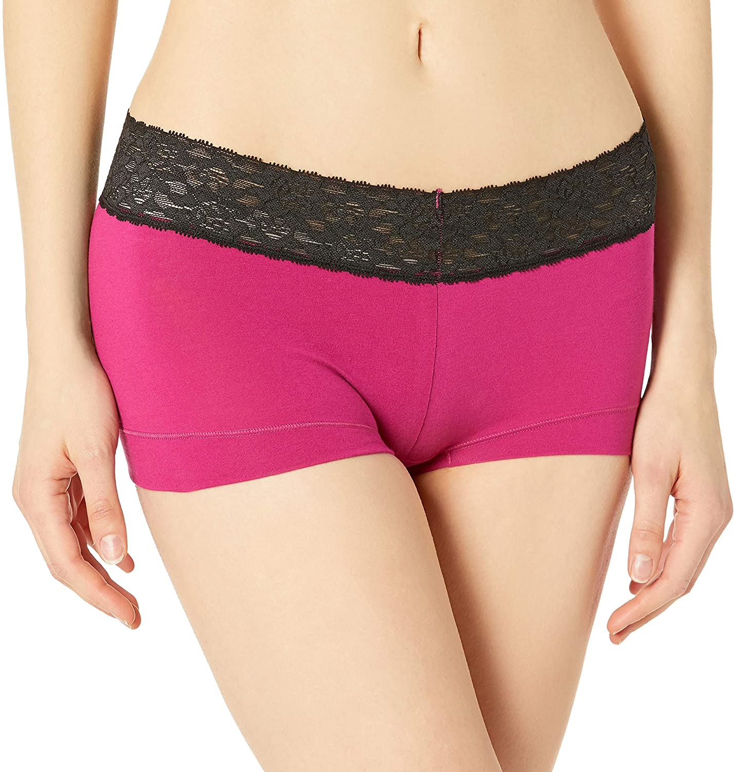 Maidenform Women'S Dream Cotton with Lace Boyshort Apparel & Accessories > Clothing > Underwear & Socks > Underwear Maidenform Fresh Berry/Black 8 