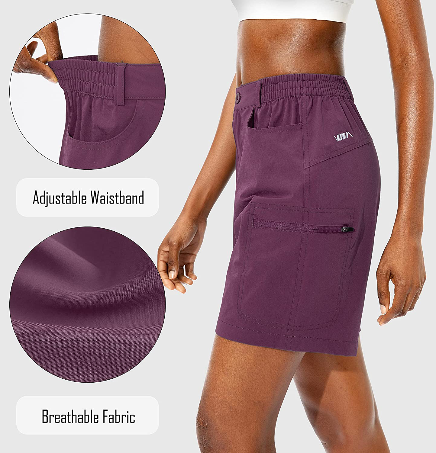 Viodia Women'S Hiking Cargo Shorts Quick Dry Stretch Lightweight Camping Shorts for Women with Zipper Pockets Apparel & Accessories > Clothing > Shorts Kylie Max   