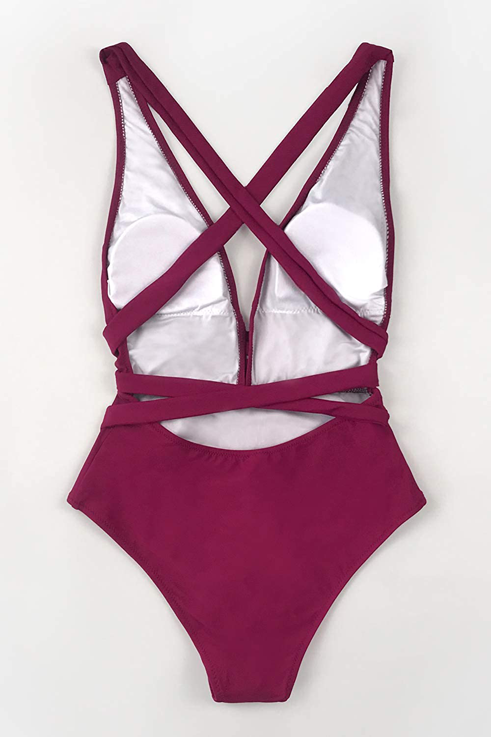 CUPSHE Women’S One Piece Swimsuit Sexy Deep V Neck Solid Red Bathing Suit Apparel & Accessories > Clothing > Swimwear Kylie Max   