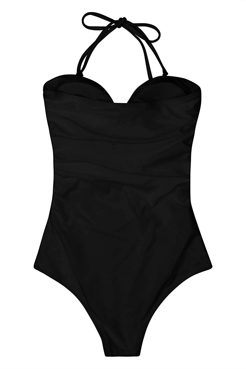 QINSEN Womens Sexy Strapless Tie Knot Front High Waist One Piece Swimsuit Apparel & Accessories > Clothing > Swimwear Kylie Max   