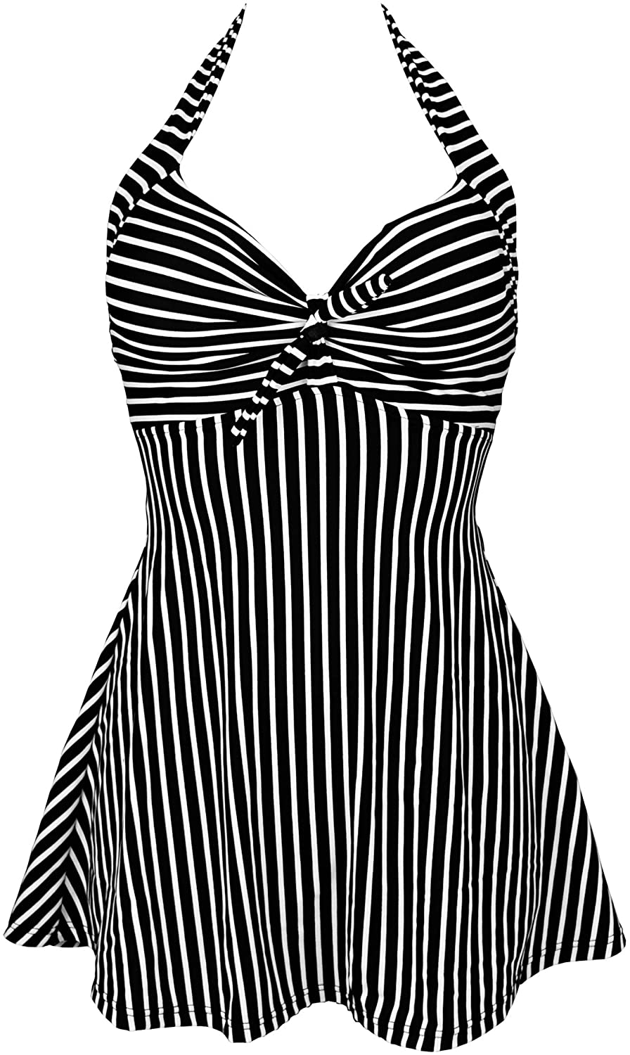 COCOSHIP Vintage Sailor Pin up Swimsuit Retro One Piece Skirtini Cover up Swimdress(Fba) Apparel & Accessories > Clothing > Swimwear Kylie Max   