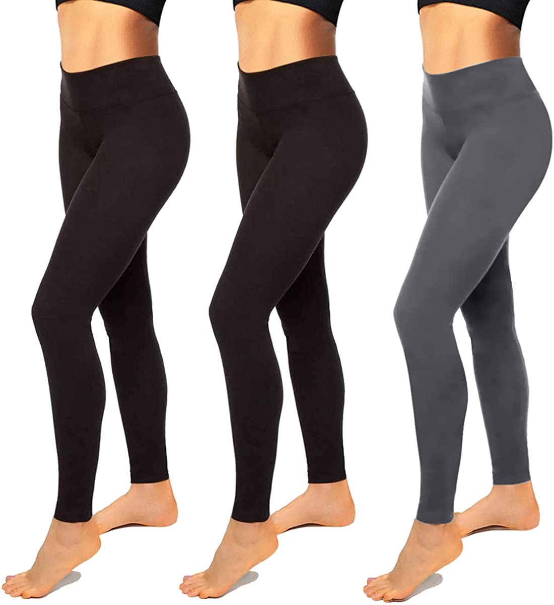 High Waisted Leggings for Women-Womens Black Seamless Workout Leggings Running Tummy Control Yoga Pants Reg&Plus Size Apparel & Accessories > Clothing > Underwear & Socks > Shapewear Hi Clasmix 3 Pack Black,black,dark Grey Large-X-Large 