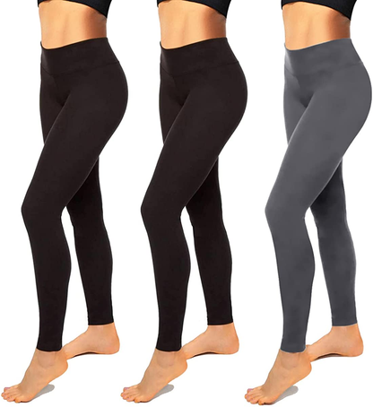 High Waisted Leggings for Women-Womens Black Seamless Workout Leggings Running Tummy Control Yoga Pants Reg&Plus Size Apparel & Accessories > Clothing > Underwear & Socks > Shapewear Hi Clasmix 3 Pack Black,black,dark Grey Large-X-Large 