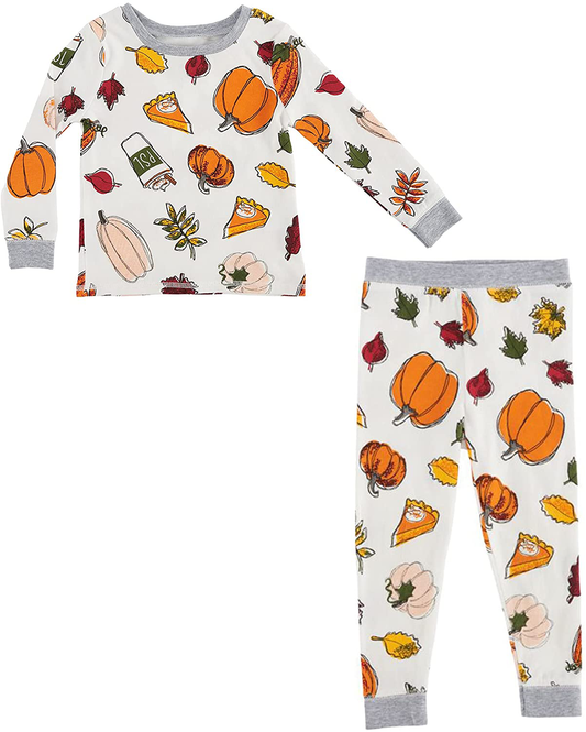 Mud Pie Kids Children'S Unisex Pumpkin Spice Pajama Set, Multi Apparel & Accessories > Clothing > Sleepwear & Loungewear > Pajamas Kylie Max   