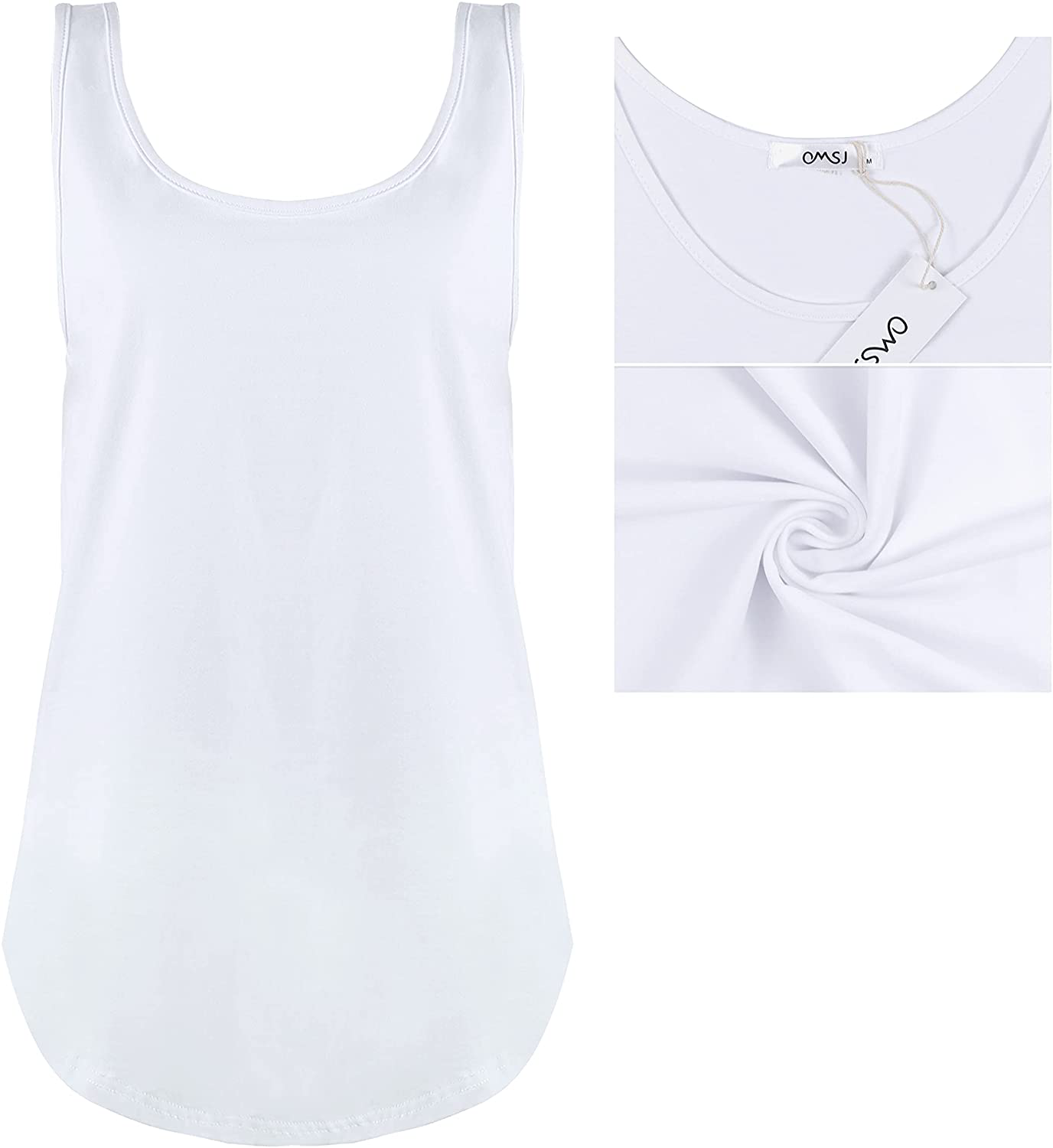 OMSJ Women Shirts Sleeveless Summer Tunic Loose Fit Tank Tops Apparel & Accessories > Clothing > Activewear Kylie Max   