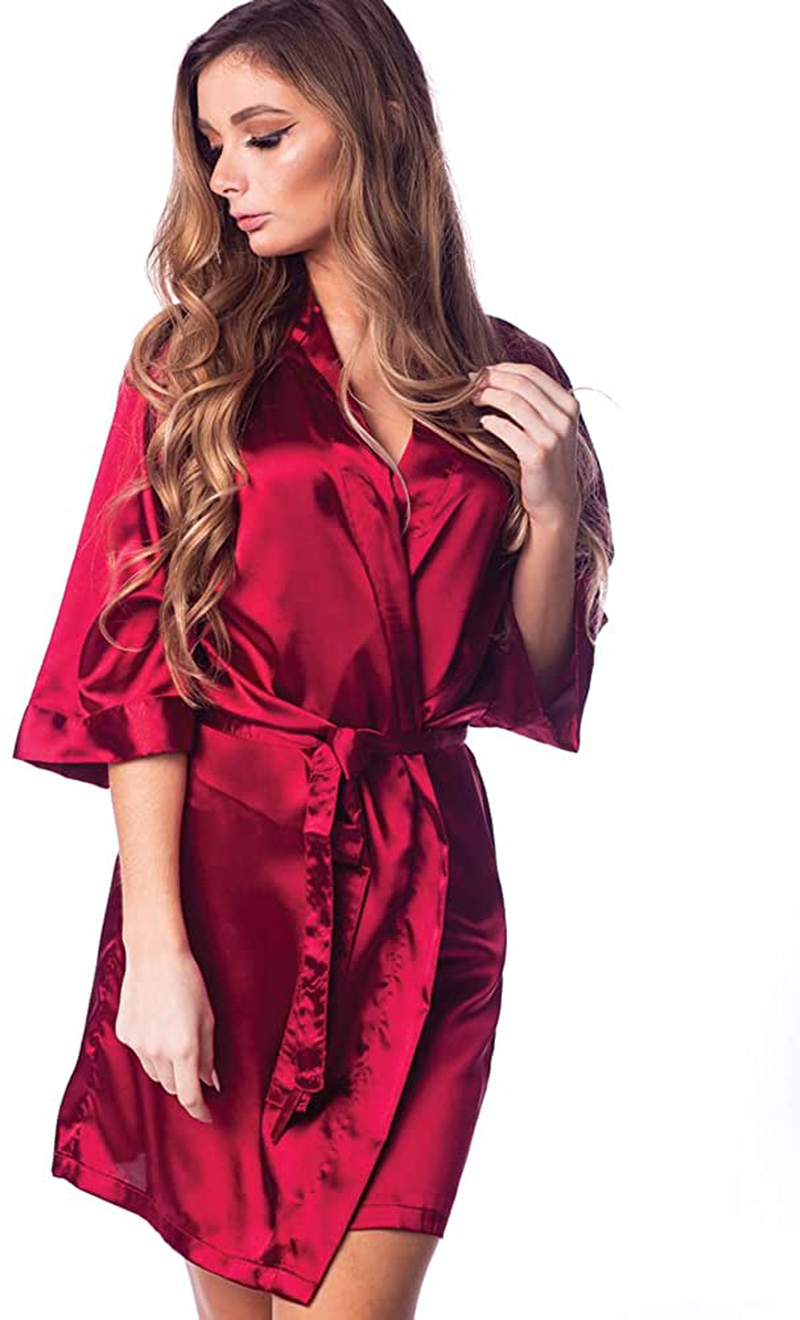 Pretty Robes Silk Satin Robes for Women Short Kimono Robe for Brides and Bridesmaids Wedding and Bridal Party Loungewear Apparel & Accessories > Clothing > Sleepwear & Loungewear > Robes Pretty Robes   