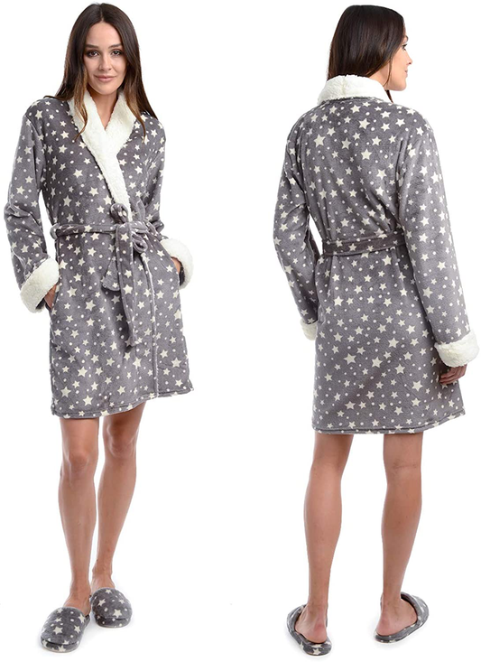 Body Candy Women'S Luxurious Soft Plush Bathrobe with Slippers Set Apparel & Accessories > Clothing > Sleepwear & Loungewear > Robes Kylie Max   