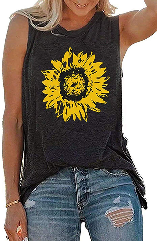 JINTING Summer Sunflower Graphic Tank Tops for Women Graphic Tank Tops Sleeveless Graphic Tee Shirts Letter Print Tank Top Apparel & Accessories > Clothing > Activewear Kylie Max   
