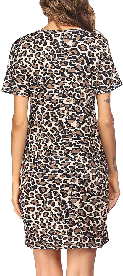 Ekouaer Nightgowns for Women Sleepshirt Short Sleeve Pajama Shirt Soft Sleep Dress Striped Pocket Loungewear Nightshirt Apparel & Accessories > Clothing > Sleepwear & Loungewear > Nightgowns Kylie Max   