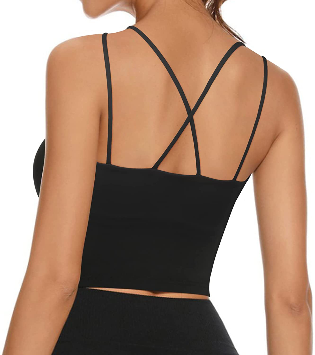 Women'S Longline Sports Bra Padded Strappy Yoga Bra Fitness Running Workout Crop Tank Top（2Pack） Apparel & Accessories > Clothing > Underwear & Socks > Bras Kylie Max   