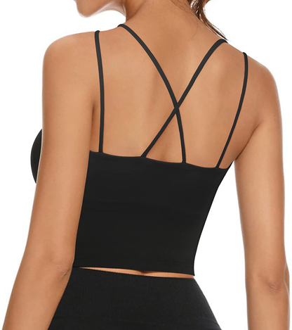 Women'S Longline Sports Bra Padded Strappy Yoga Bra Fitness Running Workout Crop Tank Top（2Pack） Apparel & Accessories > Clothing > Underwear & Socks > Bras Kylie Max   