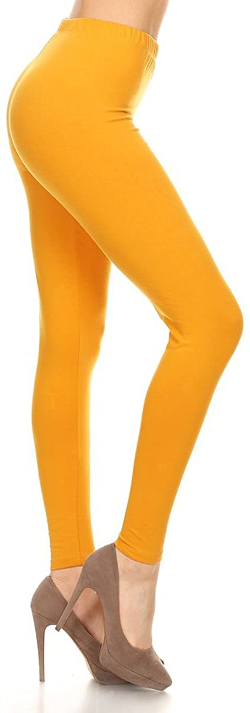 Leggings Depot Cotton Women'S Premium Quality Ultra Soft Solid Leggings Apparel & Accessories > Clothing > Underwear & Socks > Shapewear LEGGINGS DEPOT Cotton-mustard 2X 