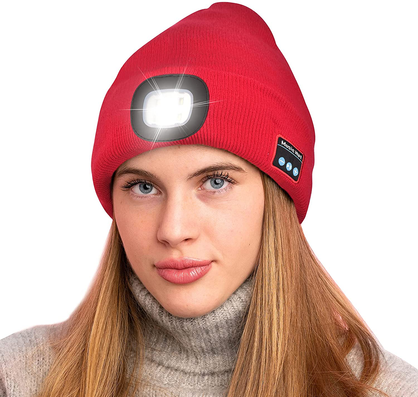 Keains Unisex Bluetooth Beanie Hat with Light, Upgraded Musical Knitted Cap with Headphone and Built-in Stereo Speakers & Mic, LED Hat for Running Hiking,Christmas Gifts for Men Women Dad Arts & Entertainment > Party & Celebration > Gift Giving Keains Red  