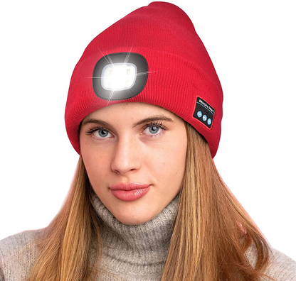 Keains Unisex Bluetooth Beanie Hat with Light, Upgraded Musical Knitted Cap with Headphone and Built-in Stereo Speakers & Mic, LED Hat for Running Hiking,Christmas Gifts for Men Women Dad Arts & Entertainment > Party & Celebration > Gift Giving Keains Red  