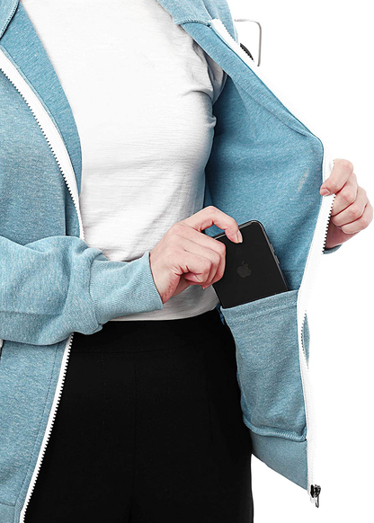 GIVON Womens Comfortable Long Sleeve Lightweight Zip-Up Hoodie with Kanga Pocket(Xs~4Xl) Apparel & Accessories > Clothing > Activewear Kylie Max   