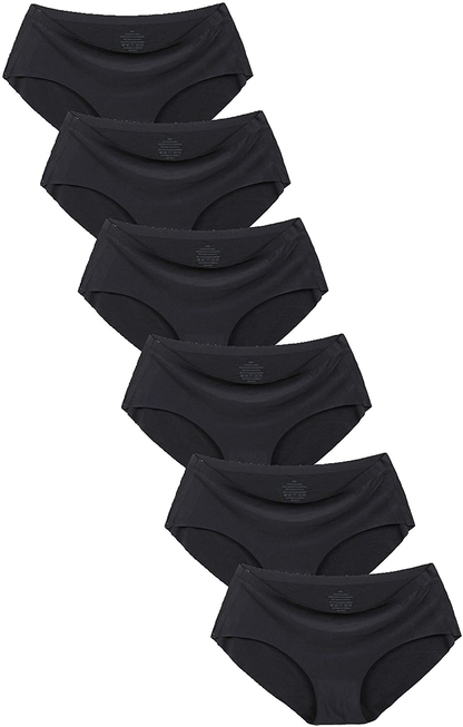 Women'S No Show Hiphugger Panties Pack of 6 Apparel & Accessories > Clothing > Underwear & Socks > Underwear Alruy 6 Pack: Black X-Large 