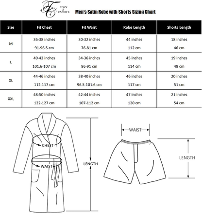 Tony & Candice Men’S Satin Robe Lightweight Long Sleeve Silk Kimono Bathrobe with Shorts Set Sleepwear Apparel & Accessories > Clothing > Sleepwear & Loungewear > Robes Kylie Max   