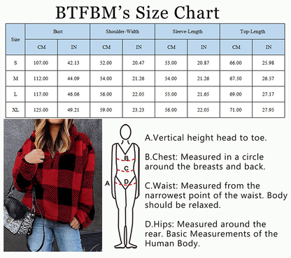 BTFBM Women Sherpa Pullover Quarter Zip Long Sleeve Fluffy Soft Fleece Jackets Sweaters Sweatshirts Hoodies Outwear Coat Apparel & Accessories > Clothing > Activewear Kylie Max   