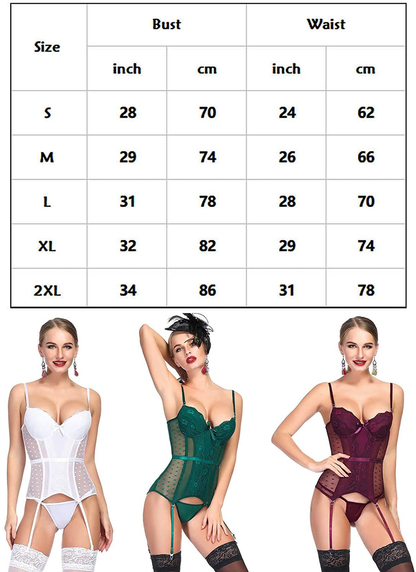 TOPMELON Sexy Women'S Bustiers & Corsets Lingerie Set Boned Overbust Corset Top Garter Belt Gift for Her Apparel & Accessories > Clothing > Underwear & Socks > Lingerie TOPMELON   