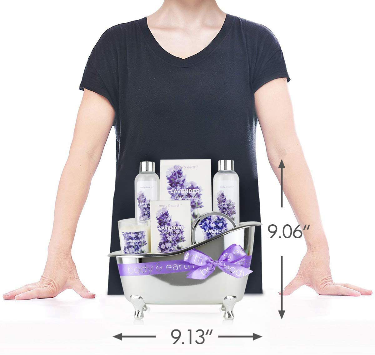 Gift Basket for Women - Bath Spa Baskets Gift Set for Women, Body & Earth 7 Pcs Lavender Bath Gifts for Birthday Mom Friend with Shower Gel, Bubble Bath, Bath Salts ,Body Lotion, Scented Candle Arts & Entertainment > Party & Celebration > Gift Giving BODY & EARTH   