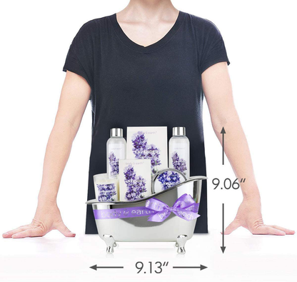 Gift Basket for Women - Bath Spa Baskets Gift Set for Women, Body & Earth 7 Pcs Lavender Bath Gifts for Birthday Mom Friend with Shower Gel, Bubble Bath, Bath Salts ,Body Lotion, Scented Candle Arts & Entertainment > Party & Celebration > Gift Giving BODY & EARTH   