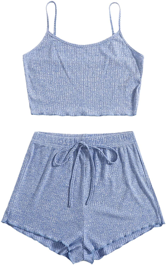 Sweatyrocks Women'S Suit Two Piece Outfits Sleeveless Crop Cami Top and Shorts Set Apparel & Accessories > Clothing > Sleepwear & Loungewear Kylie Max   