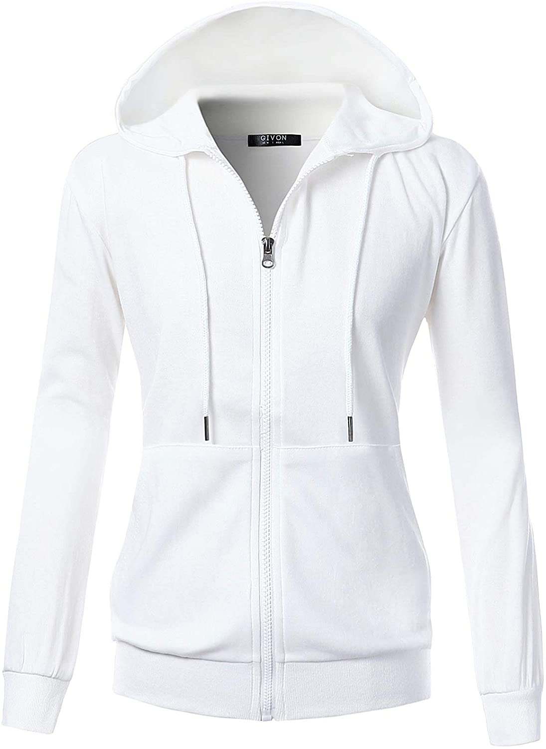 GIVON Womens Comfortable Long Sleeve Lightweight Zip-Up Hoodie with Kanga Pocket(Xs~4Xl) Apparel & Accessories > Clothing > Activewear Kylie Max   