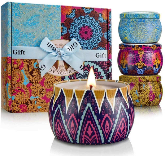 Scented Candles Set for Women Portable Candles Travel Tin Fragrance Gift for Mother Day Birthday Valentine Day Weddings Soy Candle Long Lasting Aromatherapy Candles for Home Fragrances Decor Arts & Entertainment > Party & Celebration > Gift Giving YINUO LIGHT Classical  