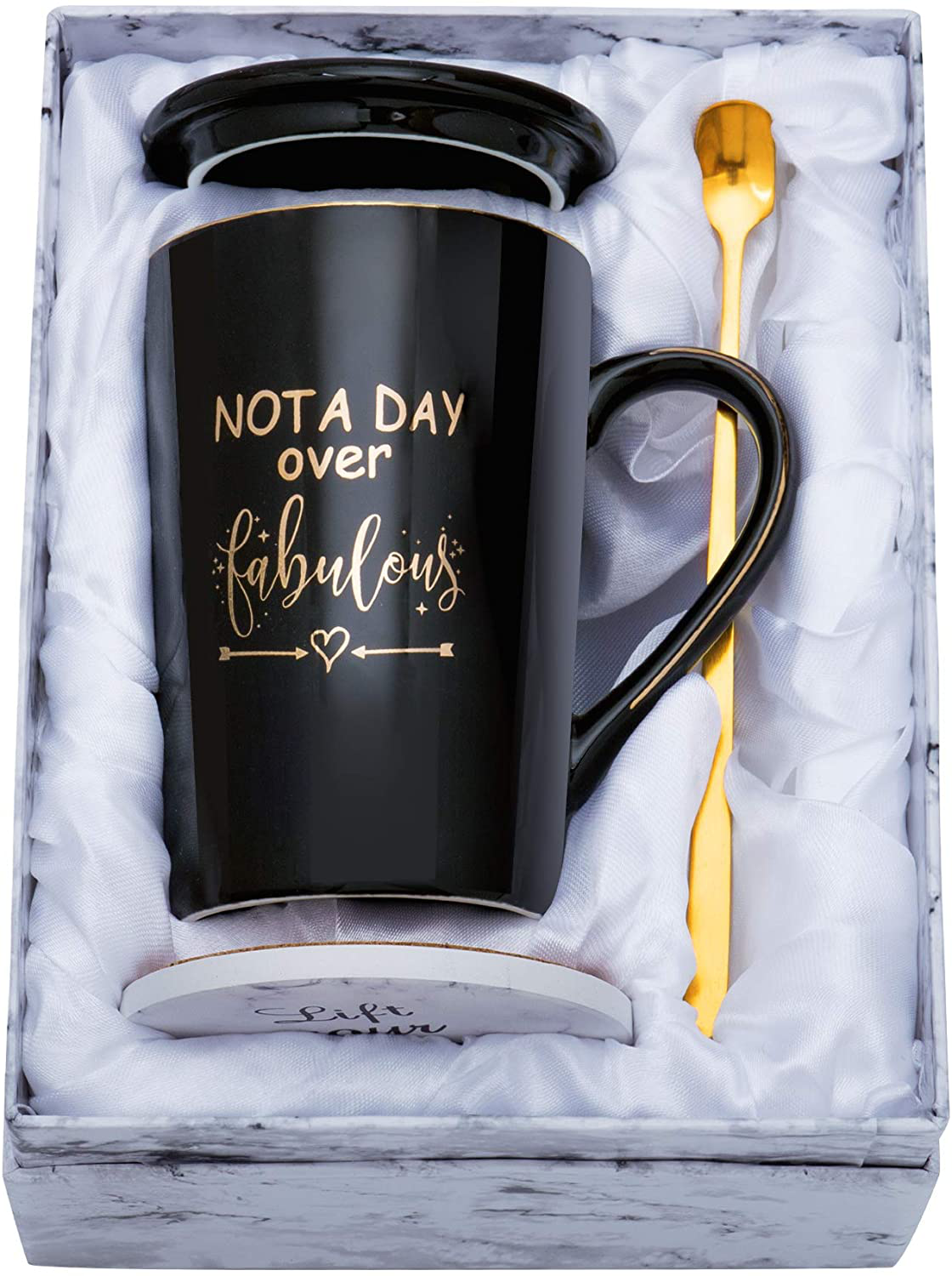 Jumway Not A Day Over Fabulous Mug - Birthday Gifts for Women - Funny Birthday Gift Ideas for Her,Friends, Coworkers, Her, Wife, Mom, Daughter, Sister, Aunt Ceramic Marble Mug 14 Oz Pink Arts & Entertainment > Party & Celebration > Gift Giving Jumway Black  