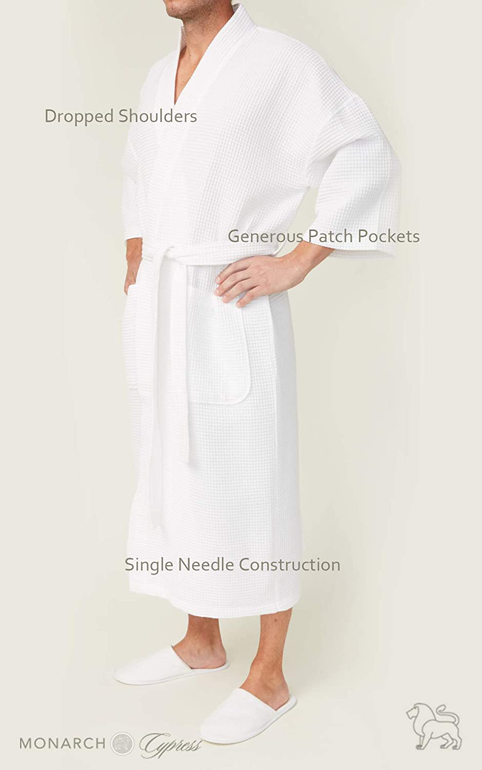 Square Waffle Spa Kimono Robe - Soft Light Hotel Bathrobe by Monarch/Cypress Apparel & Accessories > Clothing > Sleepwear & Loungewear > Robes Monarch/Cypress   
