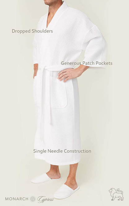 Square Waffle Spa Kimono Robe - Soft Light Hotel Bathrobe by Monarch/Cypress Apparel & Accessories > Clothing > Sleepwear & Loungewear > Robes Monarch/Cypress   