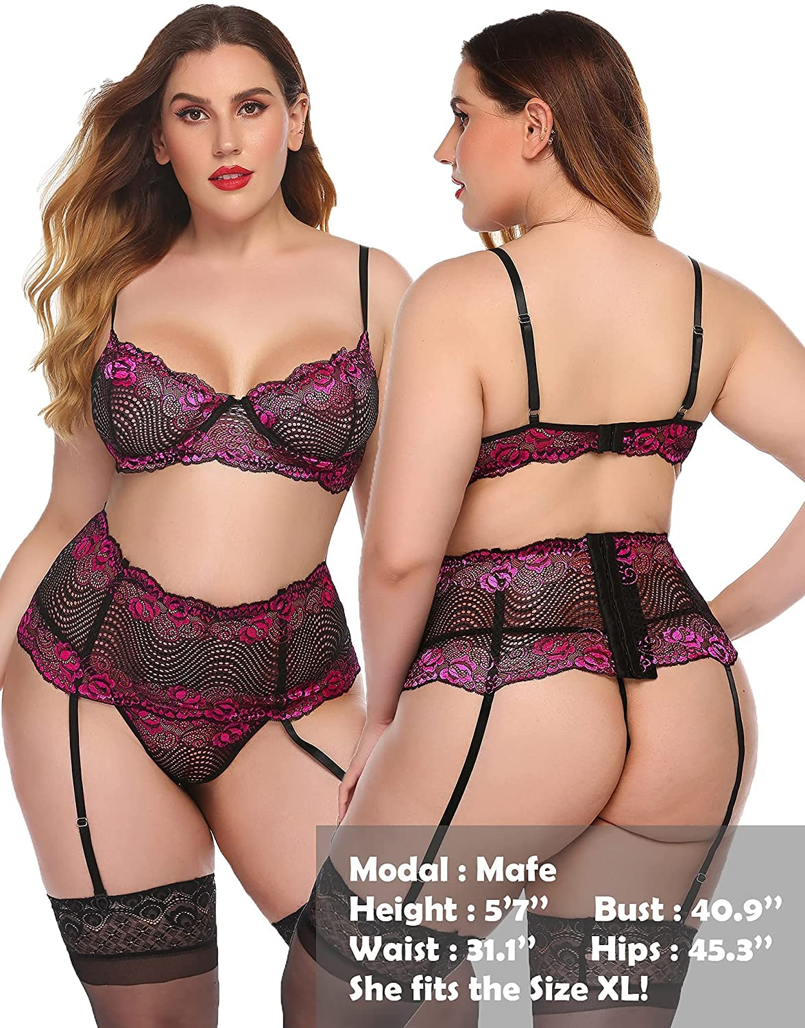 Avidlove Women Lingerie Set with Garter Belts Sexy Bra and Panty Underwire Lingerie Sets Apparel & Accessories > Clothing > Underwear & Socks > Lingerie Avidlove   