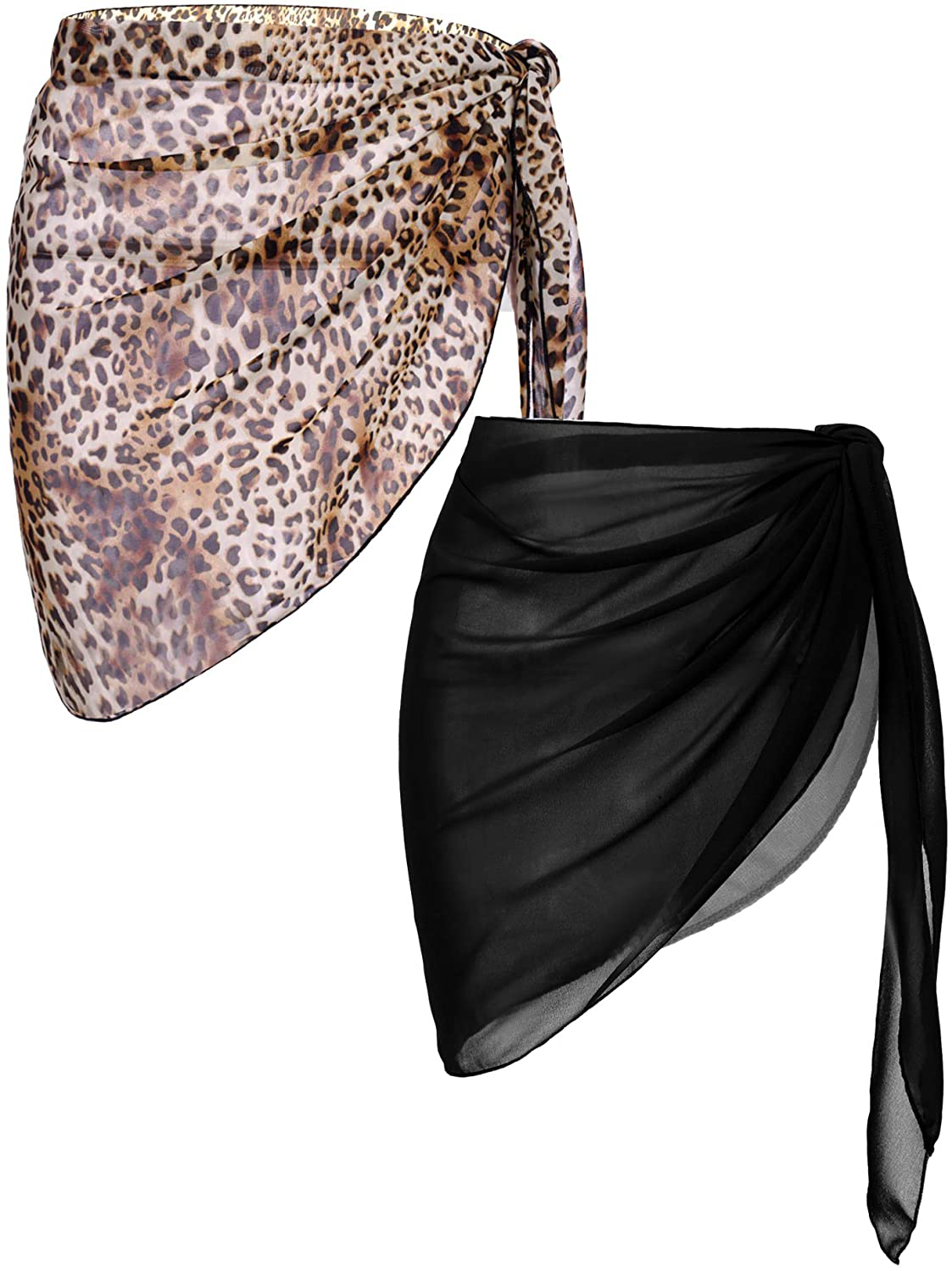 Ekouaer 2 Pieces Women Beach Sarongs Sheer Cover Ups Chiffon Bikini Wrap Skirt for Swimwear S-XXL Apparel & Accessories > Clothing > Swimwear Kylie Max   