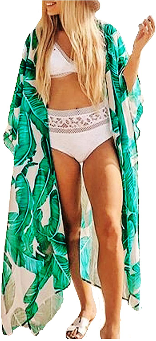 Wander Agio Womens Bikini Cover Ups Beach Casual Dress Coverup Swimsuits Long Cardigan Buttons Chiffon Apparel & Accessories > Clothing > Swimwear Kylie Max   