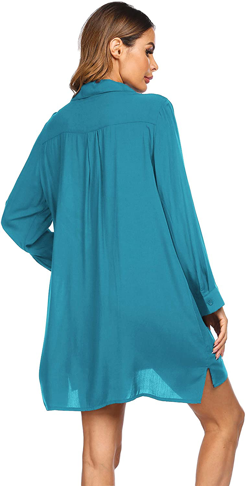 SHESHOW Women'S Beach Cover up Long Sleeve Button down Shirt Beach Bikini Coverups Dress Swimsuit Covers S-3XL Apparel & Accessories > Clothing > Swimwear Kylie Max   