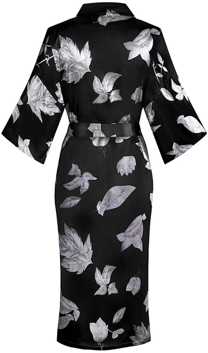 Dandychic Women'S Kimono Robes Lightweight Imitation Silk Sleepwear Long Lightweight Nightgown for Women Apparel & Accessories > Clothing > Sleepwear & Loungewear > Robes DandyChic   
