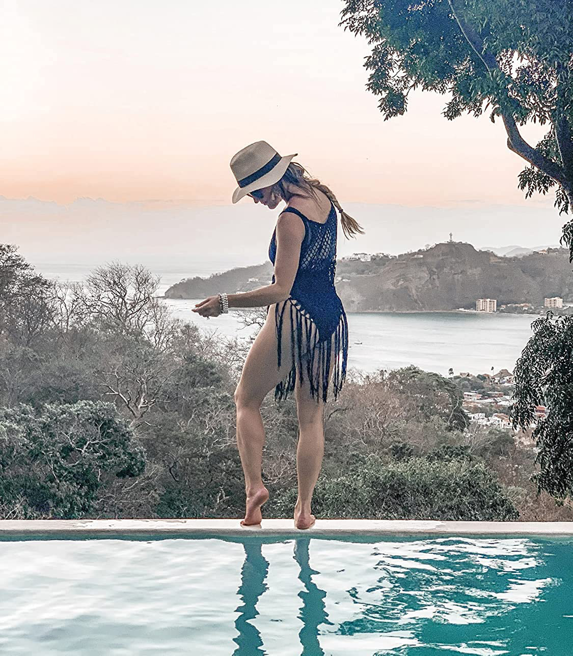Ekouaer Beach Swimsuit Cover up Women Crochet Bikini Coverups Summer Pool Swimwear Tassel Dress Apparel & Accessories > Clothing > Swimwear Kylie Max   